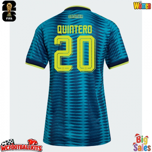Colombia Juan Fernando Quintero #20 Replica Away Stadium Shirt for Women World Cup 2026 Short Sleeve